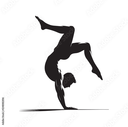 male doing a somersault  silhouette vector illustration