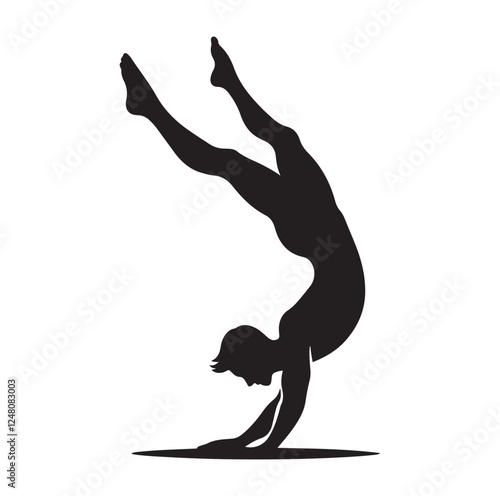 male doing a somersault  silhouette vector illustration