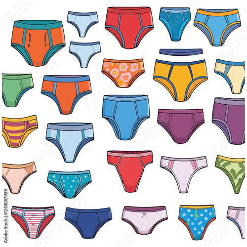 set of vector underwear icon logo line art illustration design, man and woman underwear pants logo design