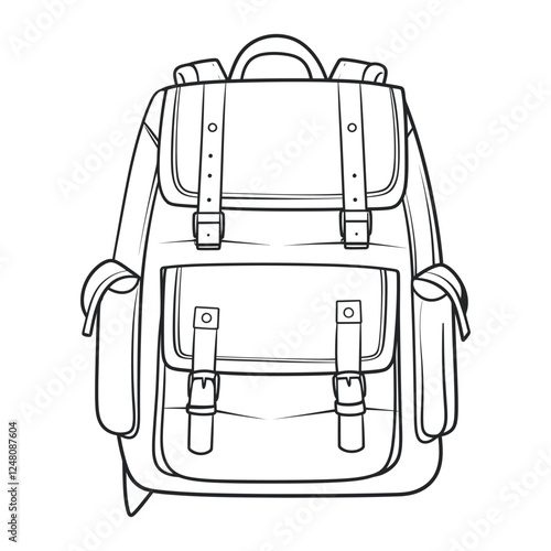 school backpack coloring page vector illustration