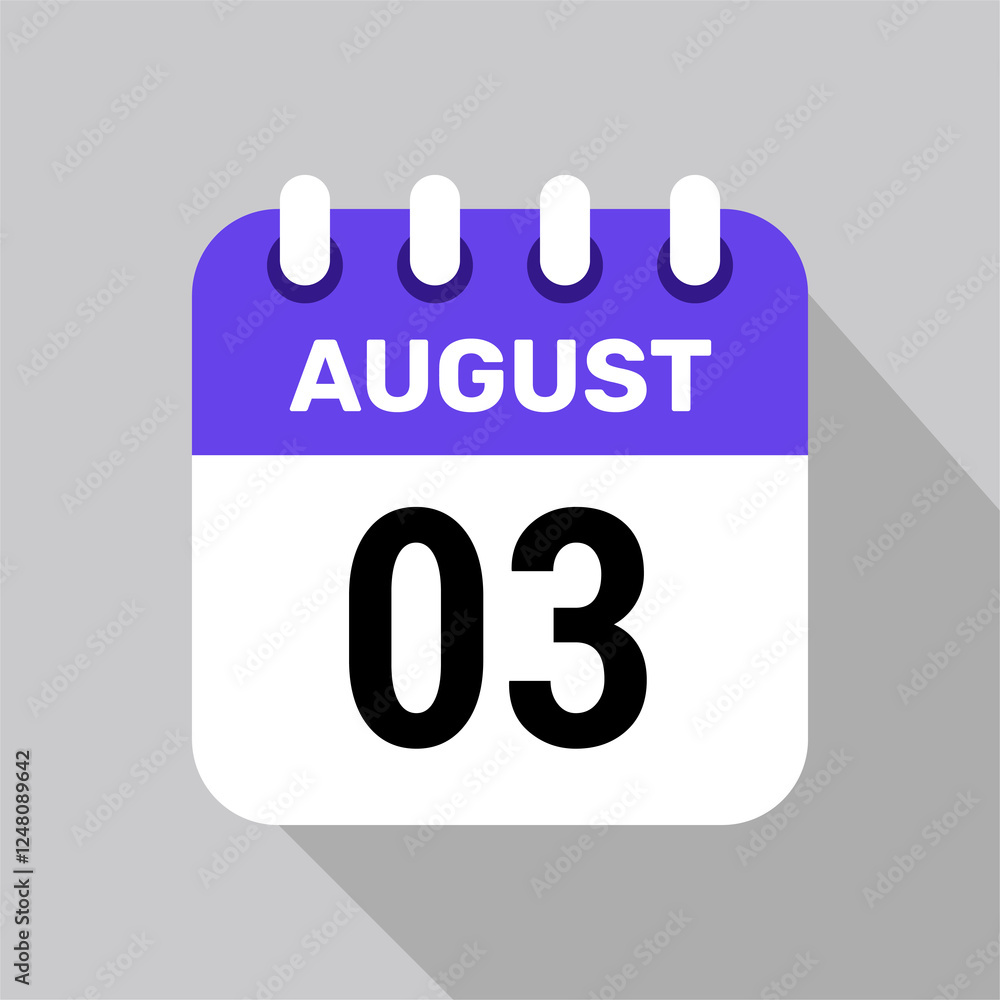 calendar 3 august icon vector for the days of the month and the week on a light background calendar 3 august icon vector for the days of the month and the week on a light background