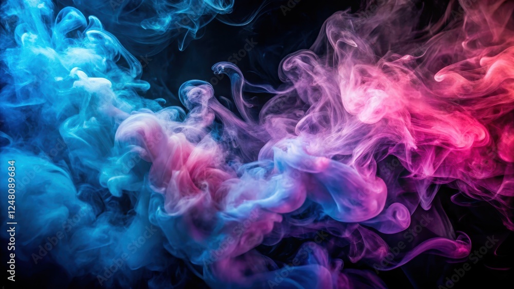 Fototapeta premium Darkroom smoke swirls with pink and blue hues, artistic expression