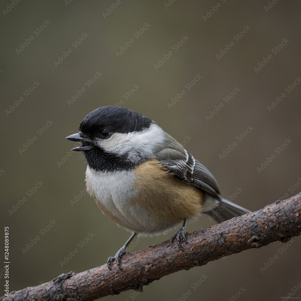 Fototapeta premium A black-capped chickadee looking curious.