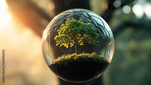 Eco Sphere: A Tree in a Floating Glass Bubble | Sustainable Nature Concept