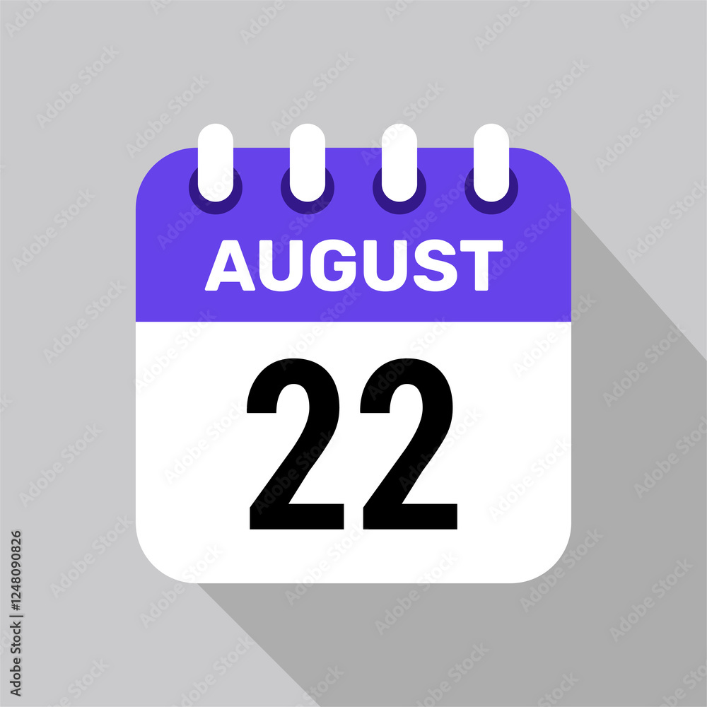 calendar 22 august icon vector for the days of the month and the week on a light background calendar 22 august icon vector for the days of the month and the week on a light background