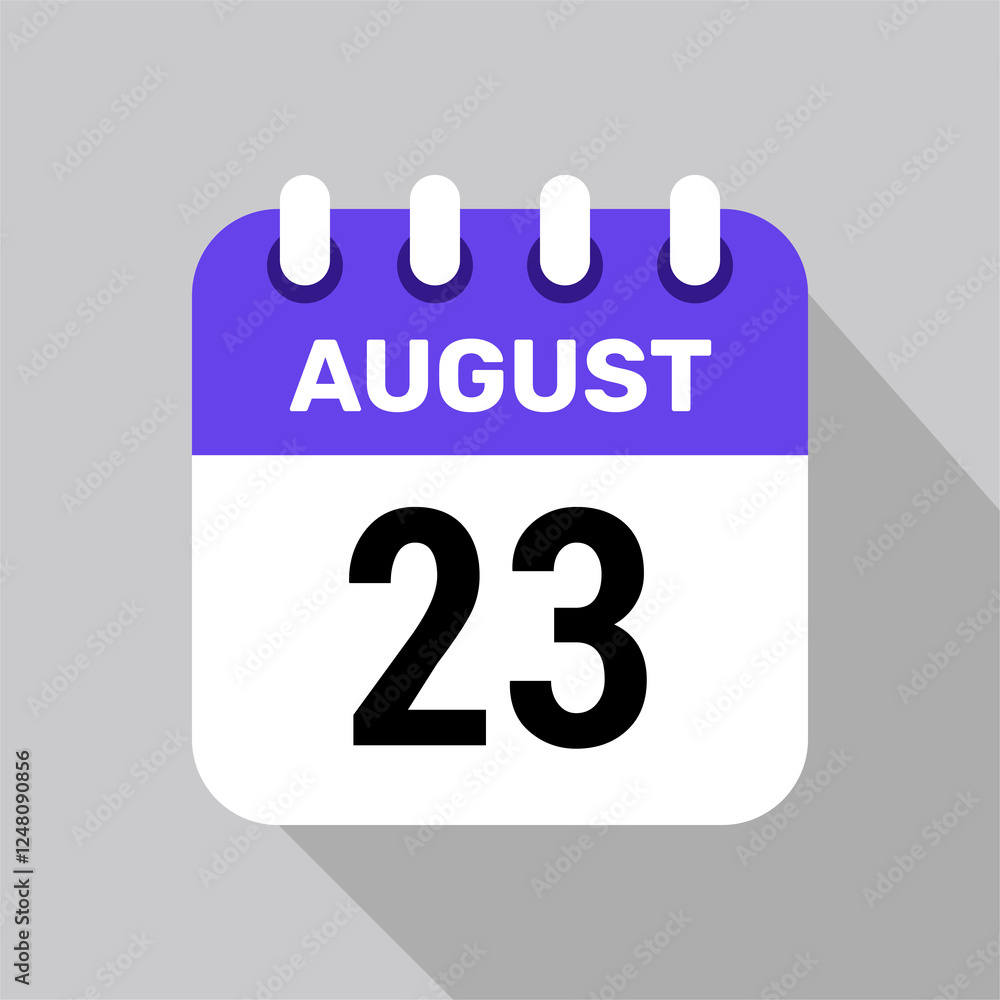 calendar 23 august icon vector for the days of the month and the week on a light background calendar 23 august icon vector for the days of the month and the week on a light background