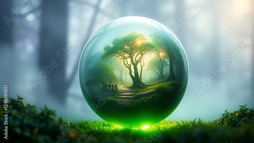 Enchanted Forest in a Glass Sphere | Mystical Nature Concept Art