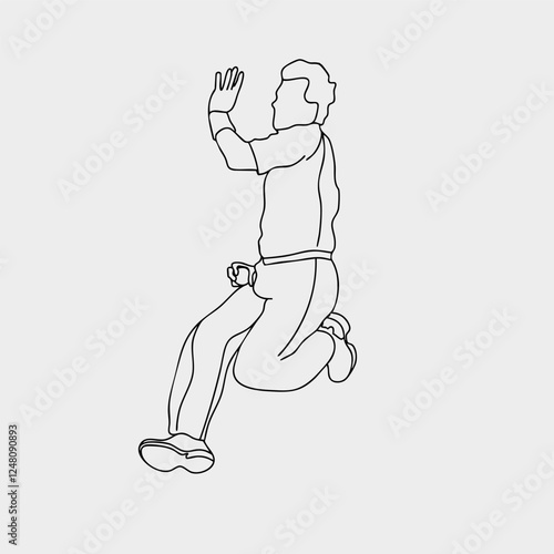 Dynamic One-Line Sketch: Illustration of Legendary Fast Bowler in Action. Cricket bowling drawing in line art Bowler illustration and vector. Bowler bowling in cricket championship sports. Line Art.