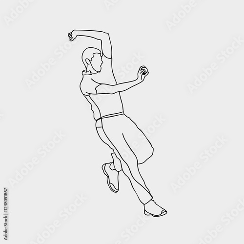 Dynamic One-Line Sketch: Illustration of Legendary Fast Bowler in Action. Cricket bowling drawing in line art Bowler illustration and vector. Bowler bowling in cricket championship sports. Line Art.