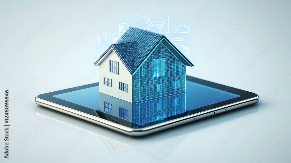 Smart home banner. Internet of things technology concept. Vector landing page of house control system with isometric icon of digital alarm clock, electronic watch