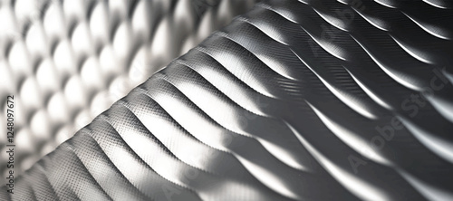 Wavy silver smooth metal background. Wide vector illustration	