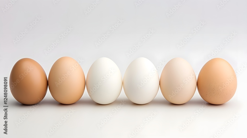 Neatly Arranged Chicken Eggs on a Clean Bright White Background High Photo for Food Nutrition and Cooking Concepts Neatly Arranged Chicken Eggs on a Clean Bright White Background High Photo for Food Nutrition and Cooking Concepts