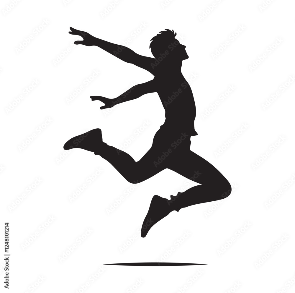 jumping in air pose silhouette vector illustration jumping in air pose silhouette vector illustration