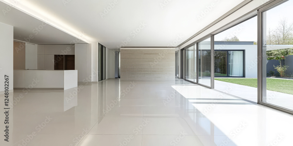 Modern interior design showcases spacious layout with floor-to-ceiling windows and natural light Modern interior design showcases spacious layout with floor-to-ceiling windows and natural light