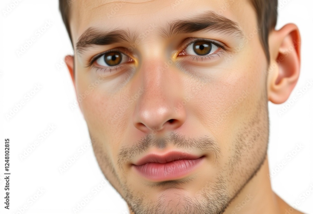 Obraz premium Male portrait with neutral expression on white background