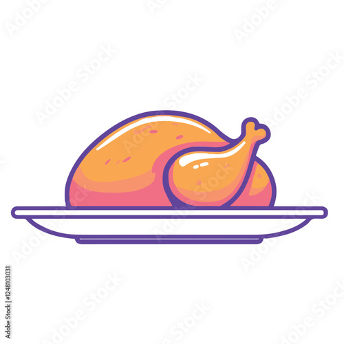 Cartoon icon of a roasted chicken on a platter