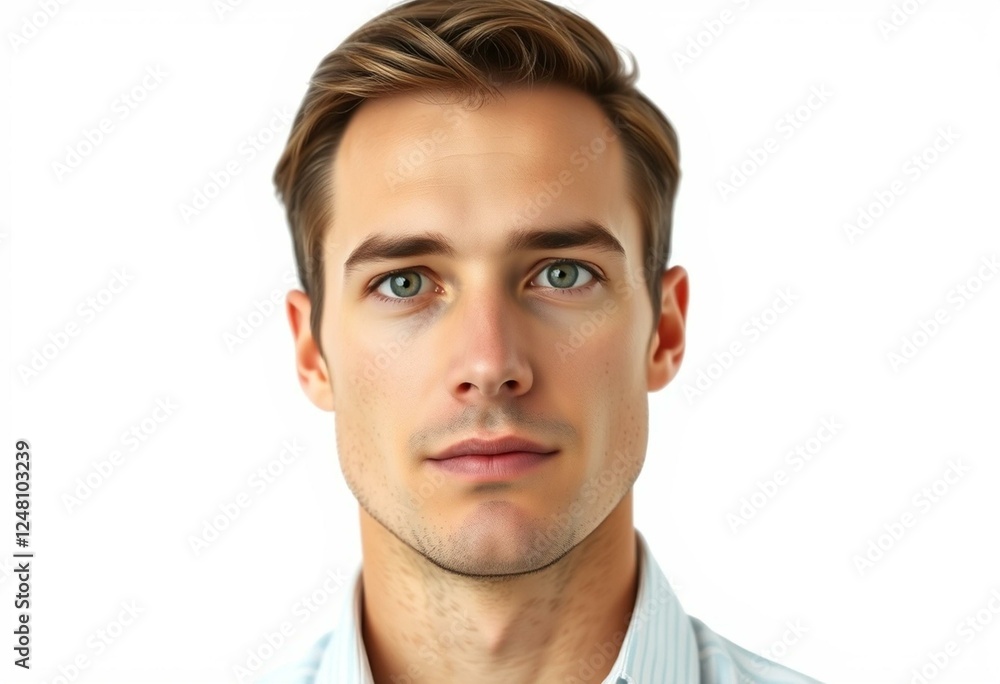 Fototapeta premium Photorealistic male portrait on white background