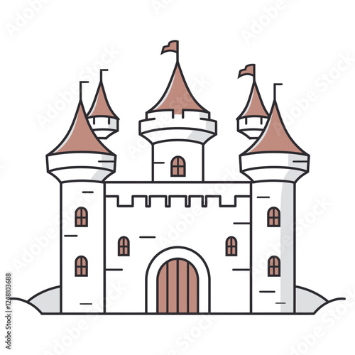 enchanting castle line art coloring page vector illustration