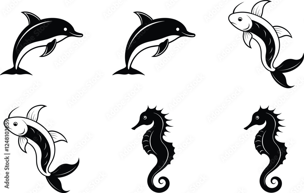 Naklejka premium set of sea animals