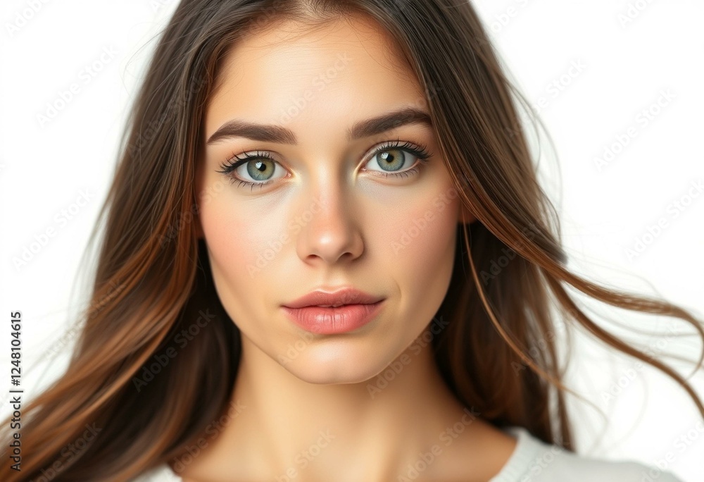 Fototapeta premium Photorealistic female portrait on white background