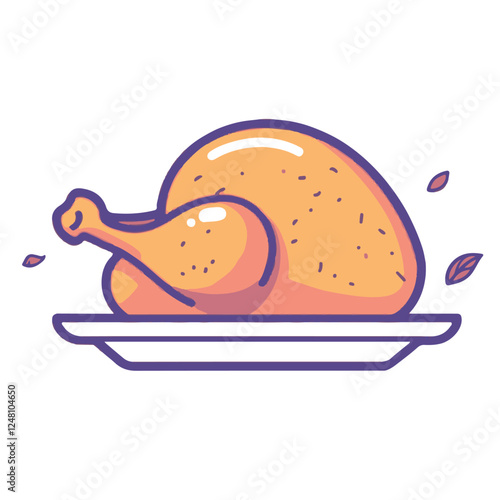 Cartoon icon of a roasted chicken on a platter