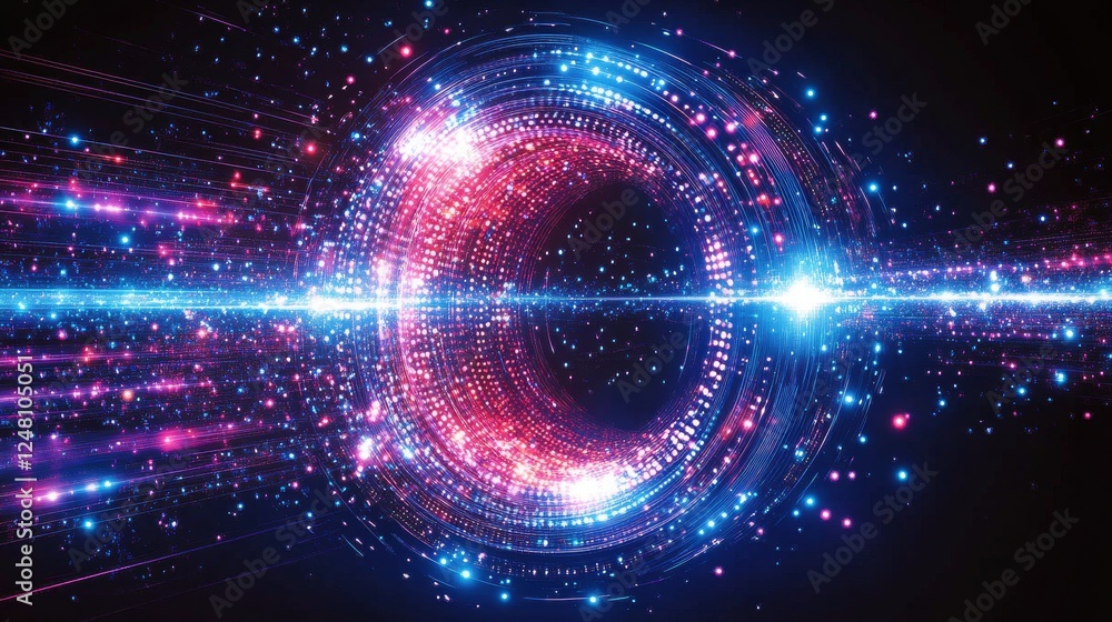 Obraz premium Abstract Cosmic Nebula Glowing Energy Burst Stellar Galaxy Space Background
