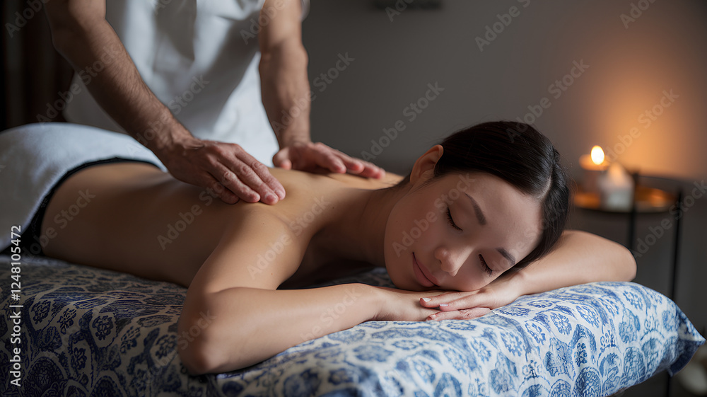 Obraz premium Relaxing Massage Session in Spa Setting