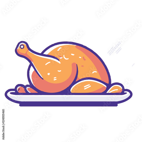 Cartoon icon of a roasted chicken on a platter