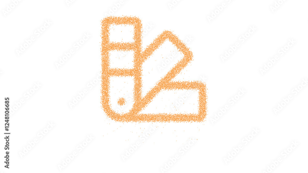 Icon swatch book is made of yellow grains of sand. Some grains of sand fall down. Transparent background. Black Icon swatch book is made of yellow grains of sand. Some grains of sand fall down. Transparent background. Black