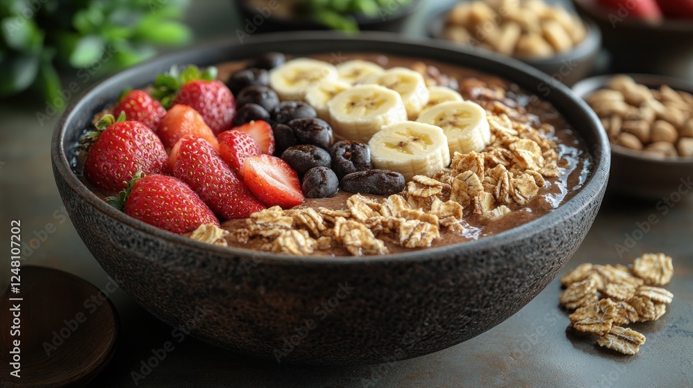 Chocolate Oatmeal Bowl with Berries & Nuts Chocolate Oatmeal Bowl with Berries & Nuts
