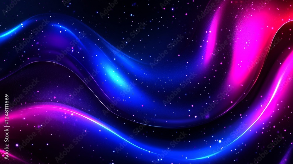 Fototapeta premium Abstract Cosmic Nebula Swirl Pink Blue Starlight Galaxy Background Design