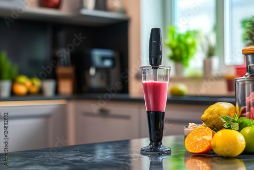 Vibrant Berry Smoothie in Modern Kitchen photo