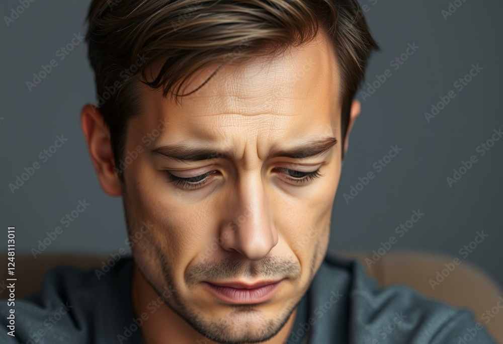 Obraz premium Tired male person with dark circles around eyes