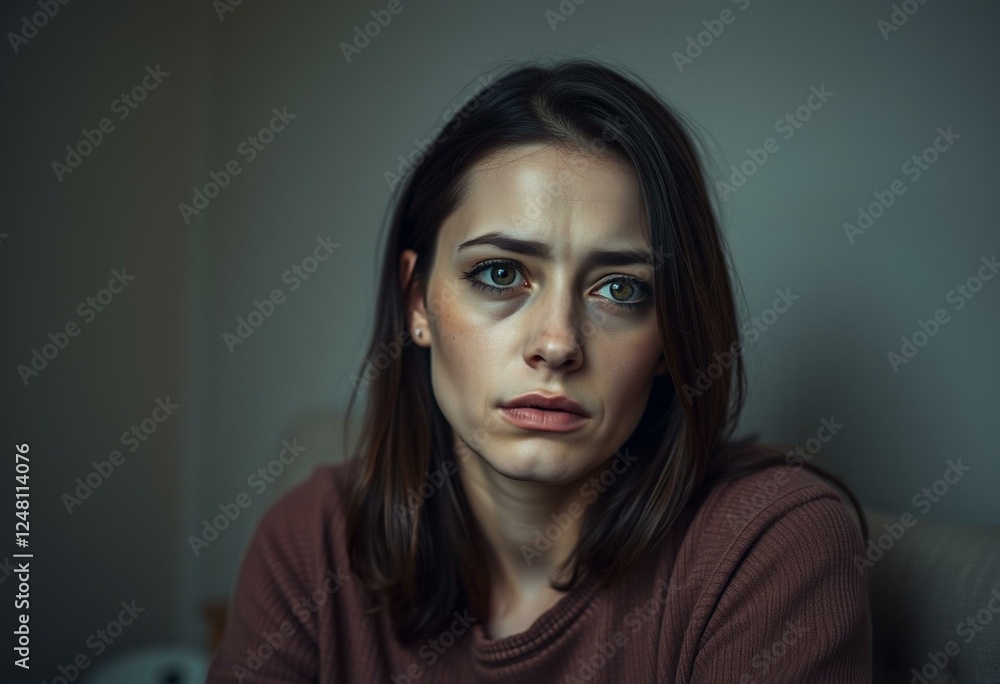 Tired female with dark circles Tired female with dark circles