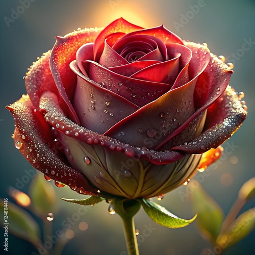 red rose with water drops