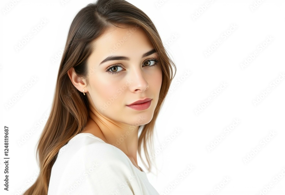 Half-length female portrait on white background Half-length female portrait on white background
