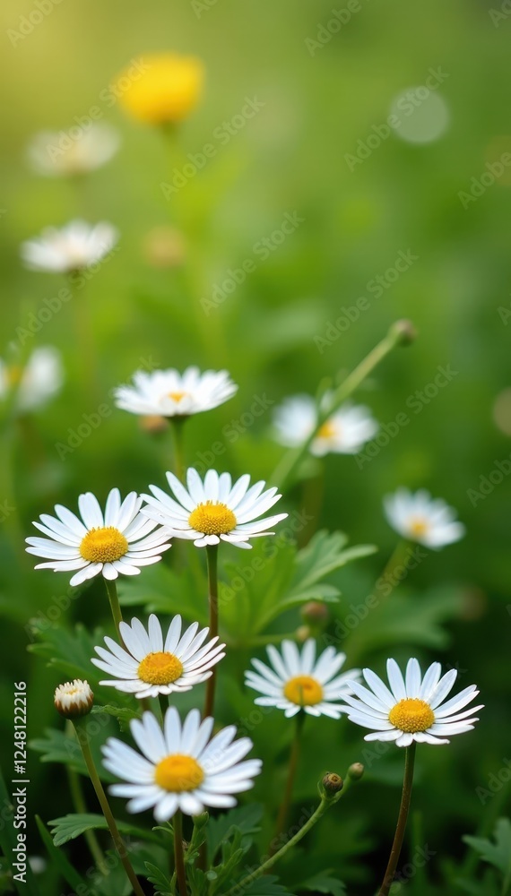 Wild daisies forming a natural spring meadow pattern , design, day Wild daisies forming a natural spring meadow pattern , design, day