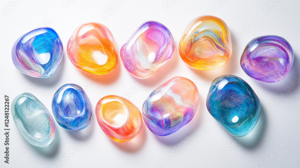 Fototapeta premium Realistic set of soap bubbles isolated on transparent background. Vector illustration of iridescent water balls with glossy rainbow color surface, laundry foam, symbol of freedom and childhood fun