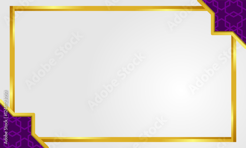 Luxurious Islamic background featuring rich purple and gold tones with geometric patterns. Ideal for Ramadan and Eid Fitr events, conveying elegance, tradition, and celebration.