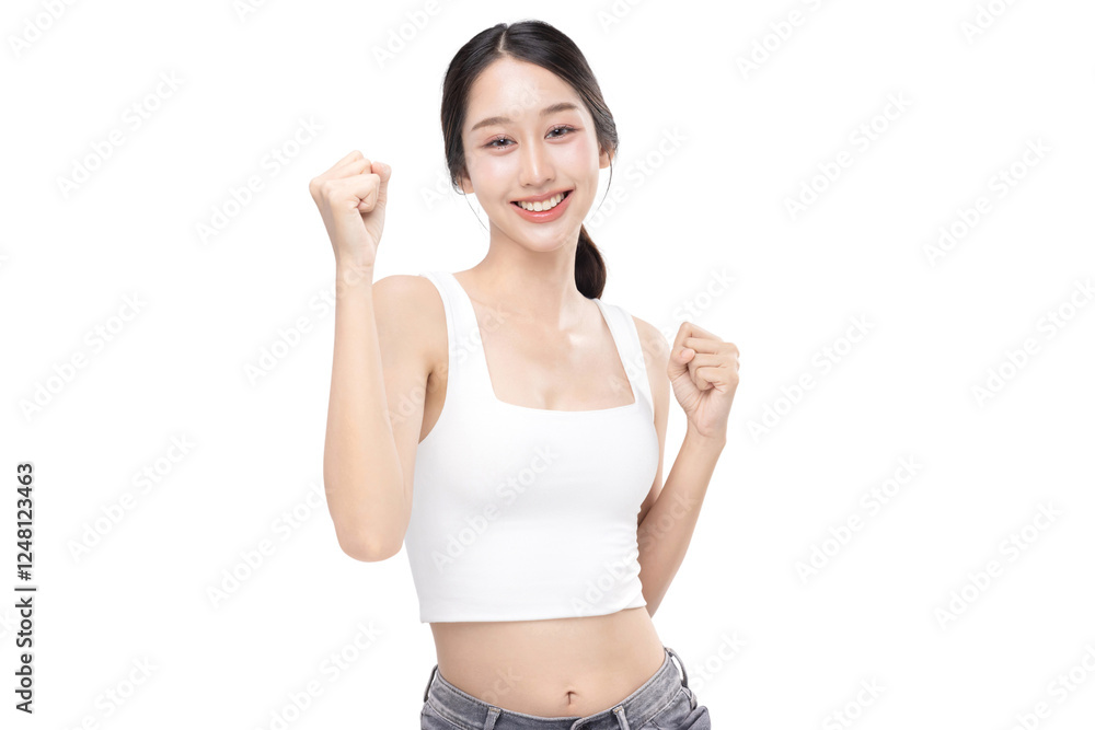 Young Asian woman with healthy and perfect skin on transparent background, PNG file format. Young Asian woman with healthy and perfect skin on transparent background, PNG file format.