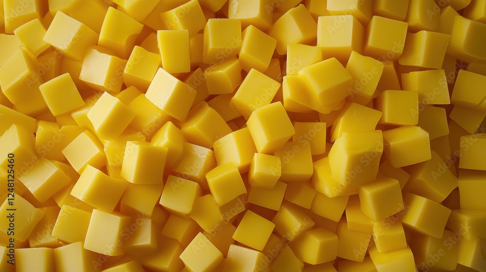 Textured stacks of yellow cheese a playful culinary display Textured stacks of yellow cheese a playful culinary display