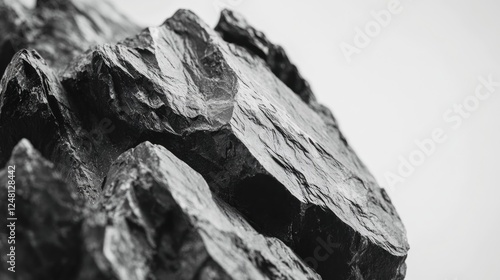 Monochrome macro image revealing the intricate textures of jagged rocks photo