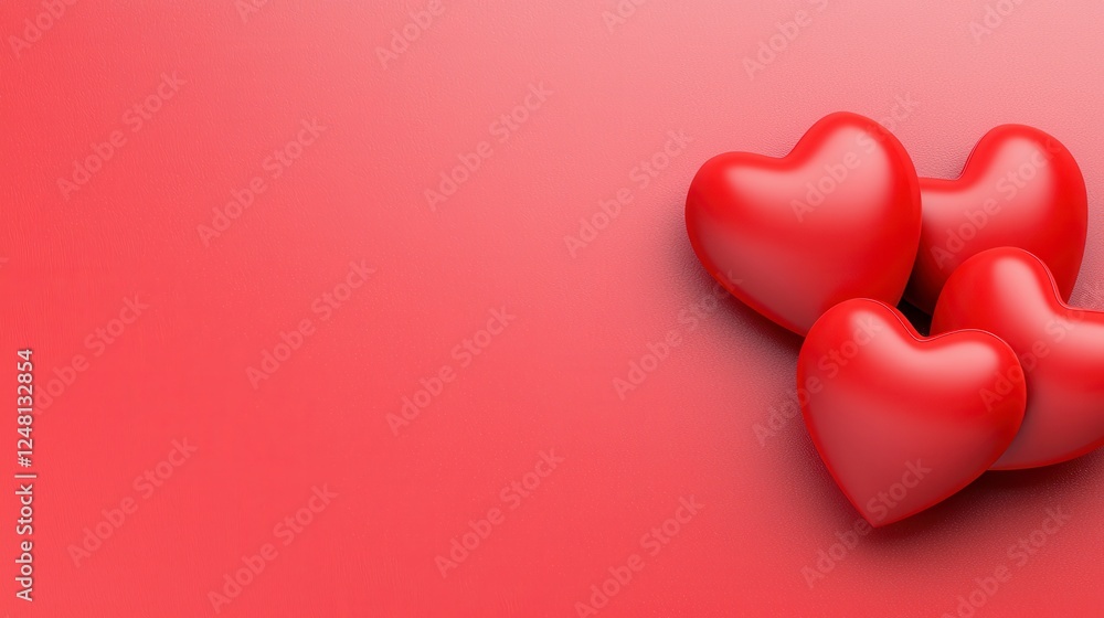 Red Hearts on Soft Red Background for Romantic Concepts and Designs Red Hearts on Soft Red Background for Romantic Concepts and Designs