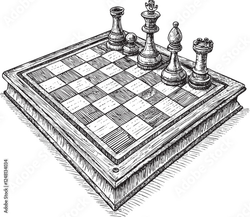 chessboard engraving vector illustration