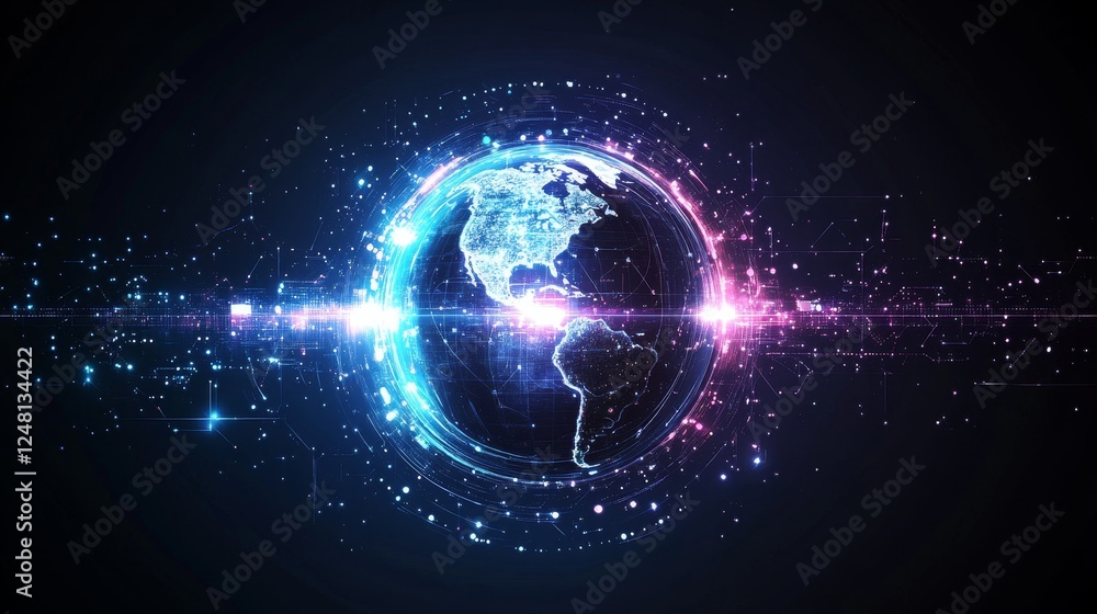 Fototapeta premium Global Network Innovation Futuristic Energy Technology Digital World Abstract Background