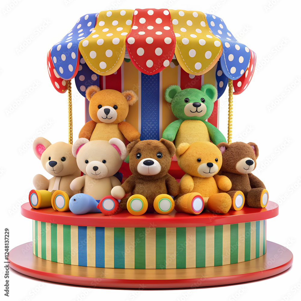 Obraz premium Beautiful Ring Carnival Game Plushies Isolated on White Background