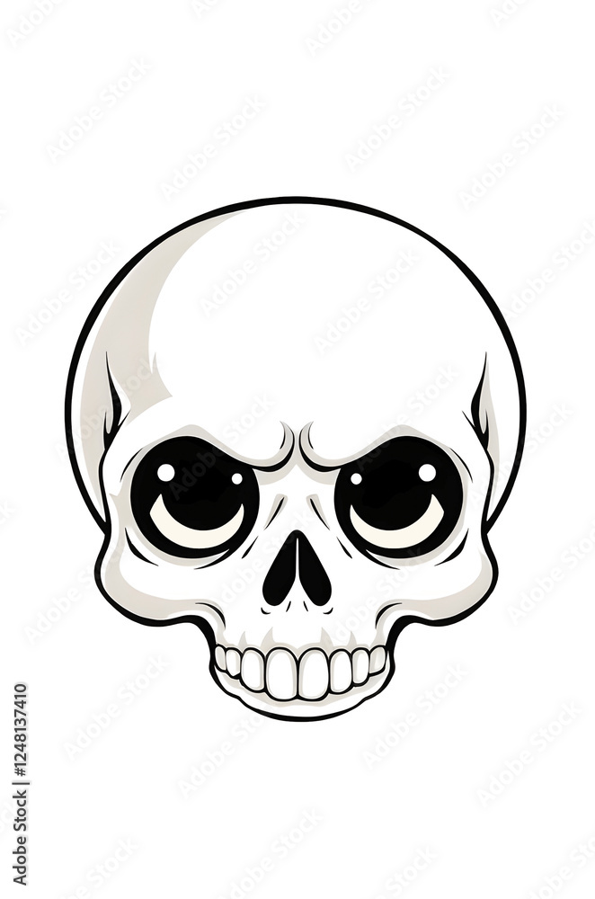Fototapeta premium black and white cute childish spooky skull