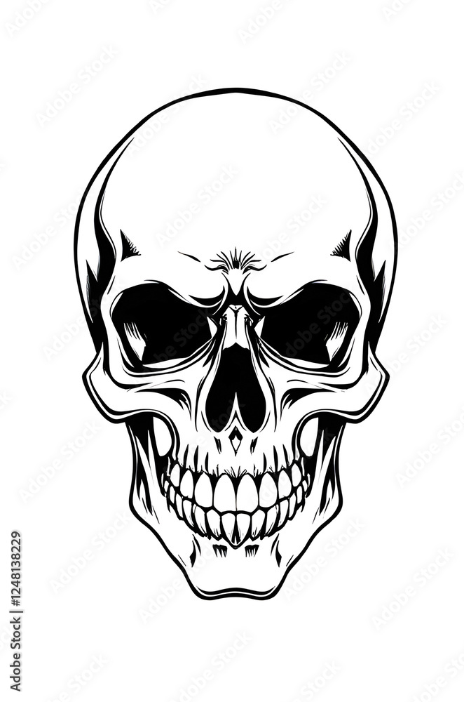 black and white scary skull tattoo design , digital illustration black and white scary skull tattoo design , digital illustration