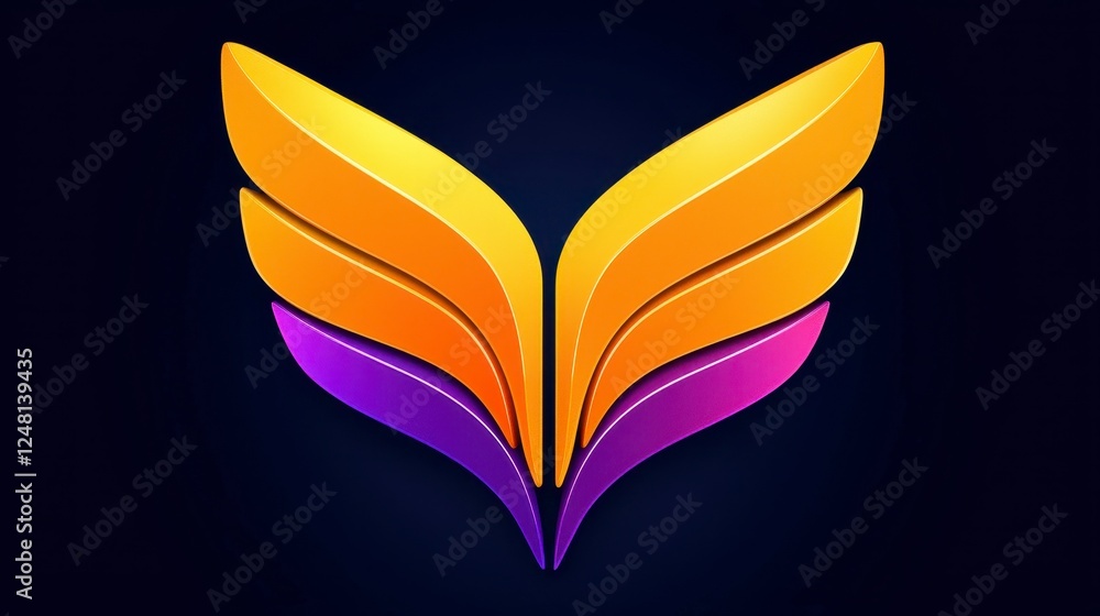 Naklejka premium Abstract vibrant wing design with orange and purple colors