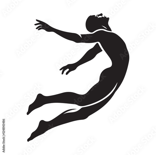 man swimming pose silhouette vector illustration